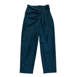 ZARA Hi Waisted Bow Tie Crossover Black Trouser Pants